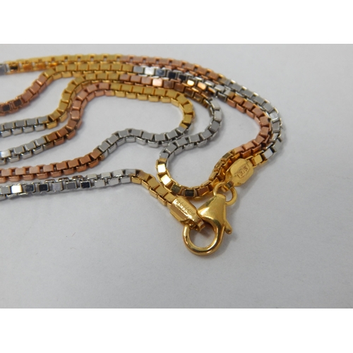 304 - 9ct Tri Colour Gold Necklace: Length 50cm: Weight 3.20g