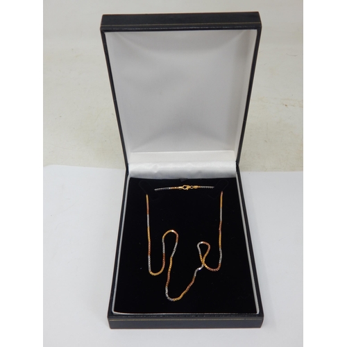 304 - 9ct Tri Colour Gold Necklace: Length 50cm: Weight 3.20g