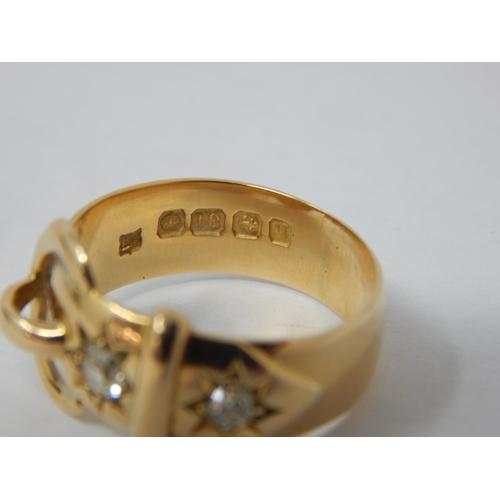 309 - 18ct Yellow Gold Buckle Ring Hallmarked Birmingham 1915: Ring Size P: Weight 7.74g