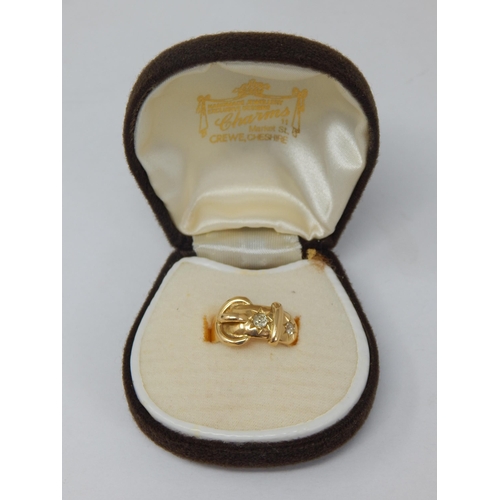 309 - 18ct Yellow Gold Buckle Ring Hallmarked Birmingham 1915: Ring Size P: Weight 7.74g