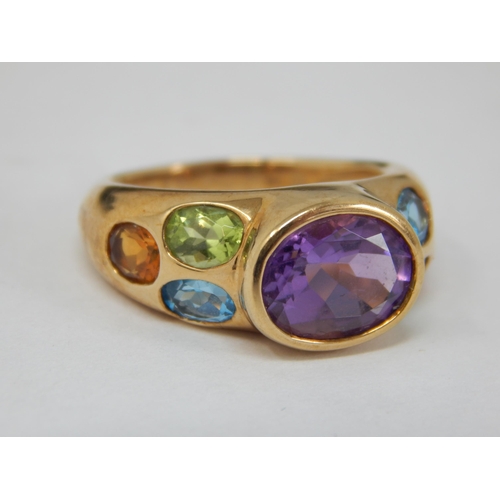 327 - 9ct Yellow Gold Gem Set Ring: Size N: gross weight 5.83g: Presented in Ring Box