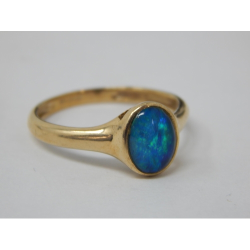 333 - 9ct Yellow Gold Opal Set Ring: Size N: gross weight 1.75g: Presented in Ring Box