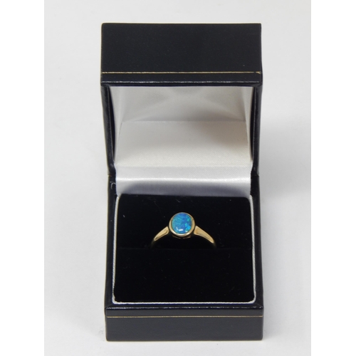 333 - 9ct Yellow Gold Opal Set Ring: Size N: gross weight 1.75g: Presented in Ring Box