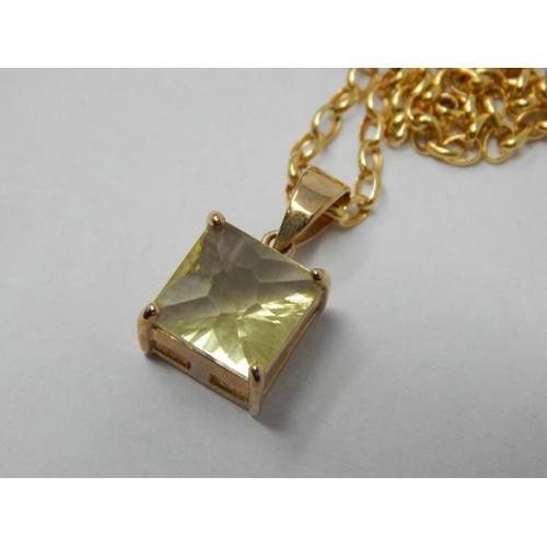 389 - 14ct Yellow Gold Chain with attached 9ct Gold Gem Set Pendant: Gross weight 3.41g