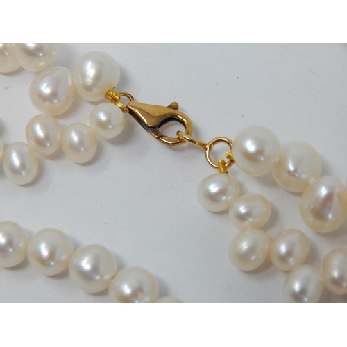 397 - 9ct Gold Clasped Double String of Cultured Freshwater Pearls with Matching Bangle in Presentation Bo... 