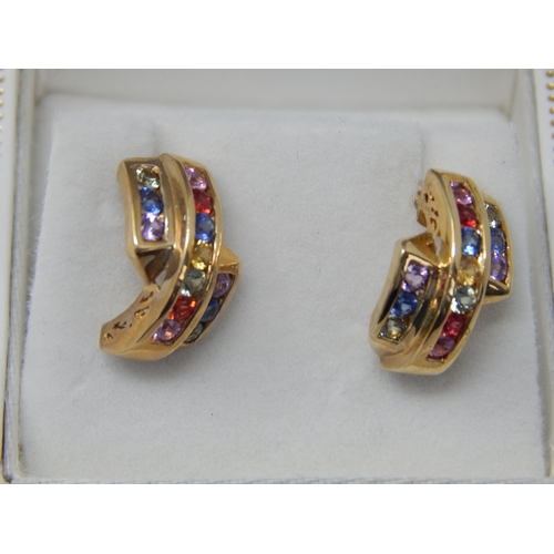 406 - A Pair of 9ct Yellow Gold Gem Set Earrings in Presentation Case: Gross weight 3.70g