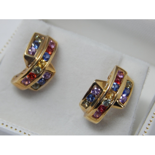 406 - A Pair of 9ct Yellow Gold Gem Set Earrings in Presentation Case: Gross weight 3.70g