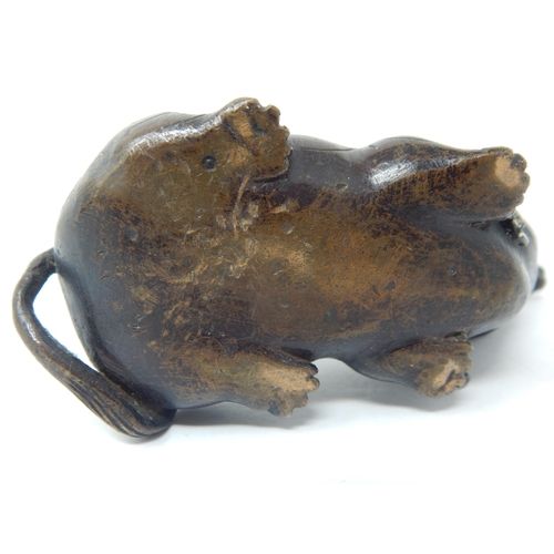 574 - 18th/19th Century Chinese Bronze Figure of an Elephant: Measures 12cm wide