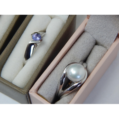 408 - A Collection of 6 Sterling Silver Rings in their Original Fitted Ring Boxes