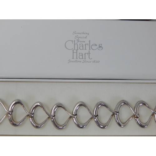 412 - Charles Hart: Silver Bracelet together with 2 Silver Bangles in their Original Cases