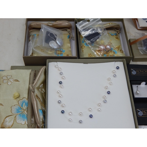 439 - 22 Pairs of Honora Freshwater Pearl Earrings in original Silk Purses & Boxes