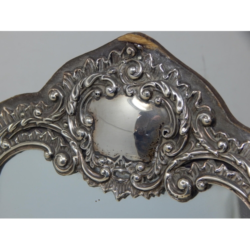 115 - A Large Edwardian Silver Fronted Easel Mirror with Rococo Decoration and vacant cartouche: Hallmarke... 