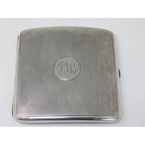 120 - Silver Cigarette Case Hallmarked Birmingham 1913 by A & J Zimmerman: Measuring 8.8cm x 8.8cm: Weight... 