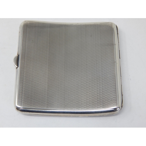 120 - Silver Cigarette Case Hallmarked Birmingham 1913 by A & J Zimmerman: Measuring 8.8cm x 8.8cm: Weight... 