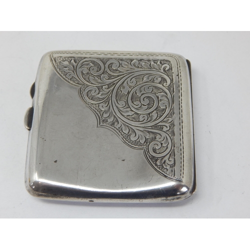 122 - Silver Cigarette Case Hallmarked Birmingham 1919 by Frederick Field: Measuring 8.5cm x 8cm: Weight 9... 