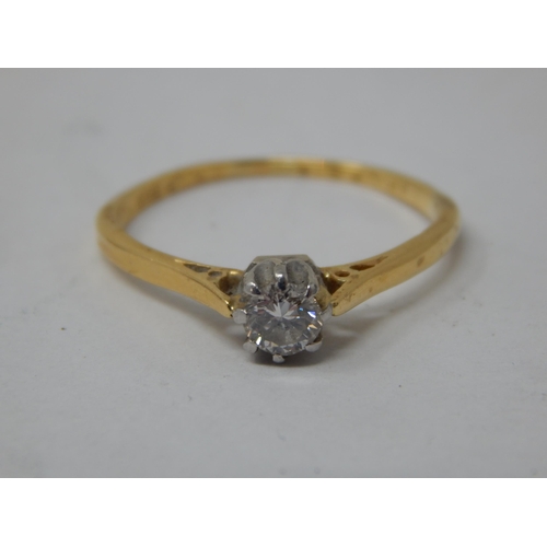 247 - 18ct Gold Diamond Solitaire Ring: Size Q/R