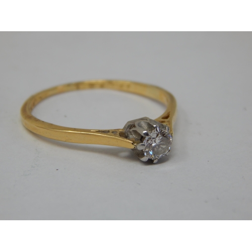 247 - 18ct Gold Diamond Solitaire Ring: Size Q/R