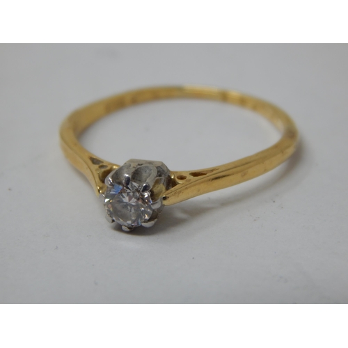 247 - 18ct Gold Diamond Solitaire Ring: Size Q/R