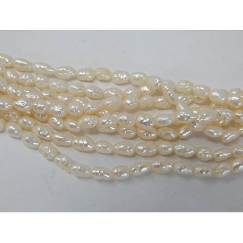 261 - 8 Strand Freshwater Pearl Necklace with Silver Clasp formed as an Oyster: Length 44cm