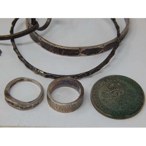 263 - A Quantity of Sterling Silver Jewellery Including Bangles, Bracelets, Magnifying Glass, Filigree Mir... 