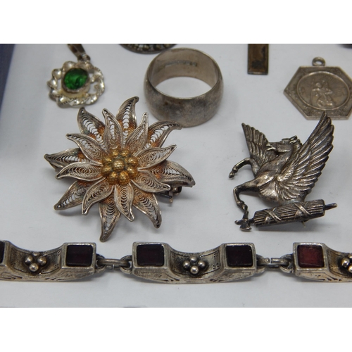 263 - A Quantity of Sterling Silver Jewellery Including Bangles, Bracelets, Magnifying Glass, Filigree Mir... 