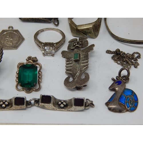 263 - A Quantity of Sterling Silver Jewellery Including Bangles, Bracelets, Magnifying Glass, Filigree Mir... 