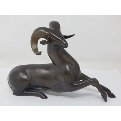 572 - Loet Vanderveen (1921-2015) Dutch Sculpter: Limited Edition Bronze Figure of a Ram: Signed & Numbere... 