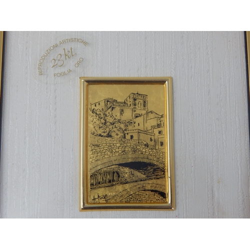 132 - 5 x Italian 925 Silver & Gold Pictures: Framed & Glazed