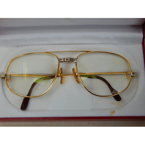 266 - A Pair of Must de Cartier, Paris, Glasses in Original Fitted Red Cartier Box with Paperwork, Booklet... 