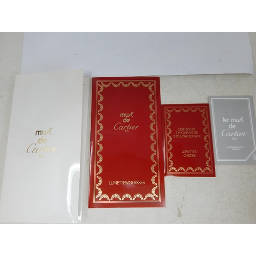 266 - A Pair of Must de Cartier, Paris, Glasses in Original Fitted Red Cartier Box with Paperwork, Booklet... 