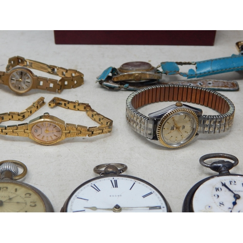 267 - Three Pocket Watches Including a Hallmarked Silver Example together with a quantity of wristwatches