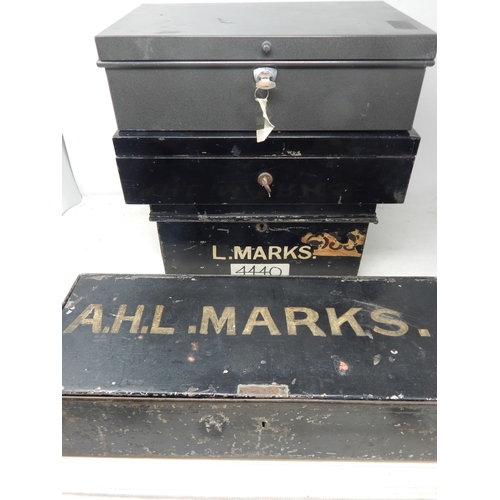 578 - Quantity of Metal Deed Boxes, Two with Keys & one Locked (4)