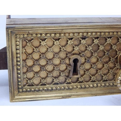 580 - 19th Century Maritime Brass Door Lock & Plate from a dismantled ship. The lock with hatched fretwork... 