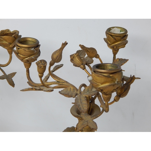 582 - A Pair of 19th Century French Ormolu Bronze Candelabra with Winged Putti each holding aloft a vase c... 