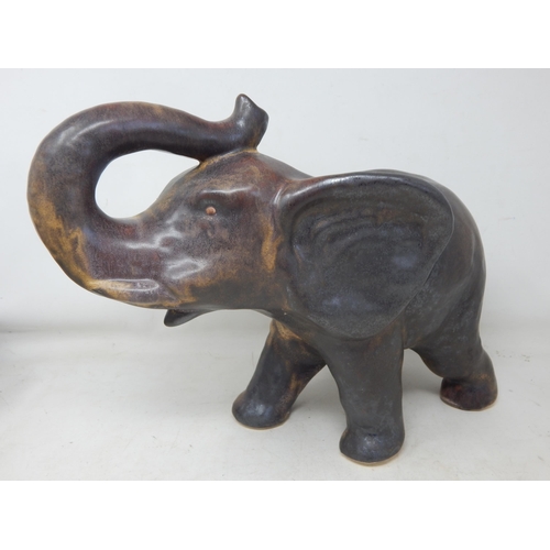 587 - Large Pottery Model of an Elephant: Height 24cm