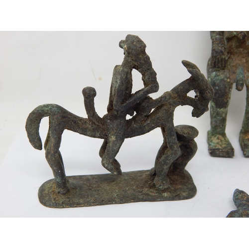 624 - Benin Bronze Figures (5), West Africa: Tallest 13cm