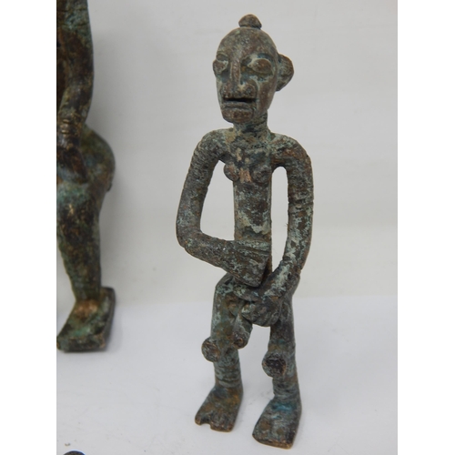 624 - Benin Bronze Figures (5), West Africa: Tallest 13cm