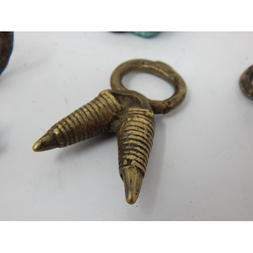 625 - Benin Bronze Animal Figures (3) & Rings (4), West Africa