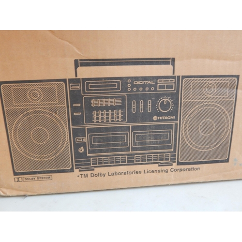 634 - Brand New Hitachi FM-MW-LW 3 Band Portable Component System with Twin Tape & Removeable Stereo Speak... 