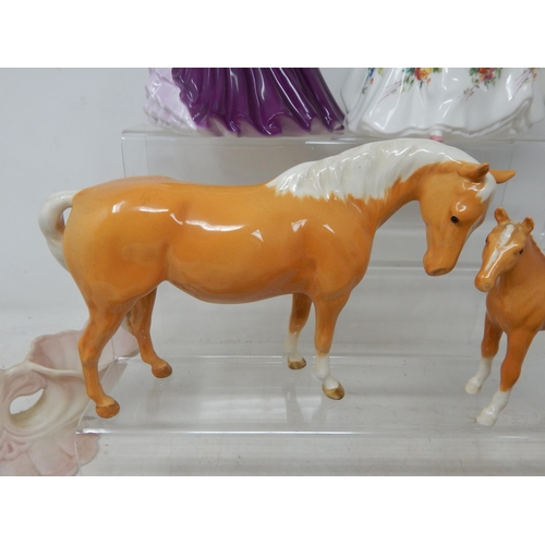 637 - A Group of Ceramics Including Beswick Horse & Foal, Beswick Dogs, Wade, Royal Doulton, Coalport etc