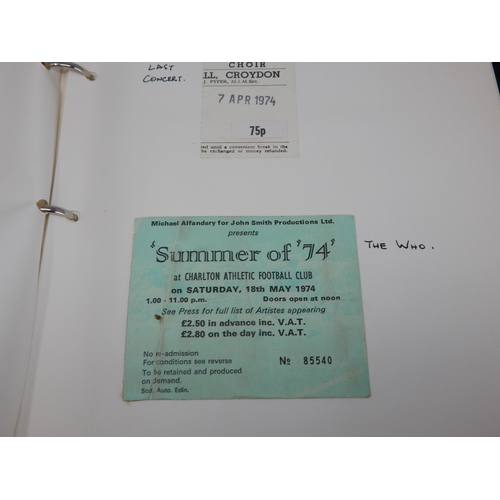 638 - Two Albums containing an assortment of 1970's / 80's items including theatre tickets & concert ticke... 