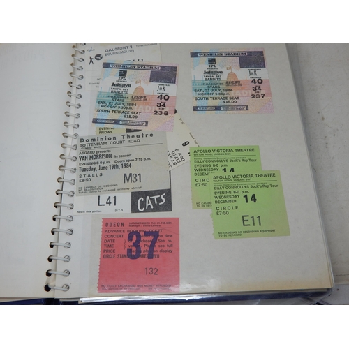 638 - Two Albums containing an assortment of 1970's / 80's items including theatre tickets & concert ticke... 