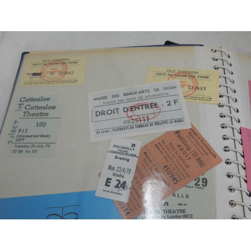 638 - Two Albums containing an assortment of 1970's / 80's items including theatre tickets & concert ticke... 