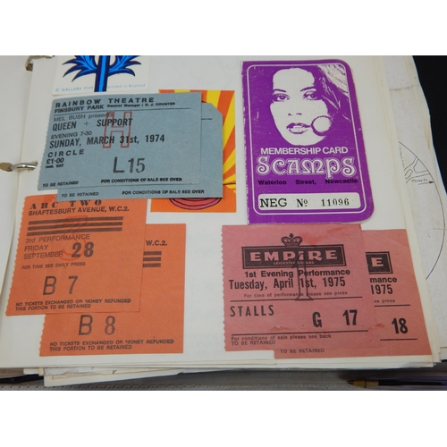 638 - Two Albums containing an assortment of 1970's / 80's items including theatre tickets & concert ticke... 