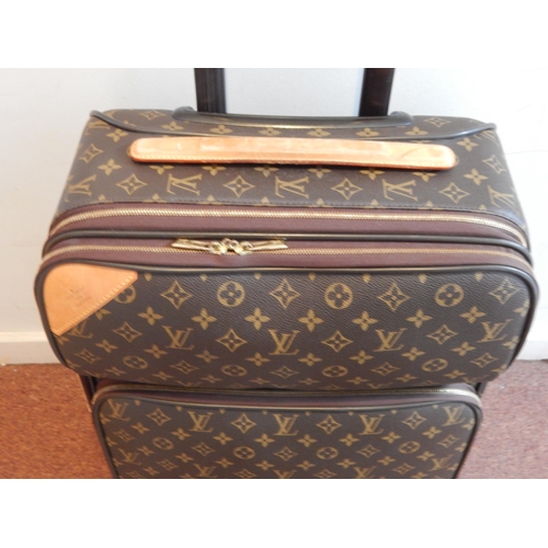 165 - Louis Vuitton Pegase 55 Monogram Cabin Suitcase with twin front pockets on wheels with extendable ha... 