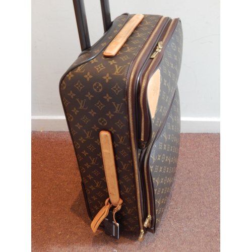 165 - Louis Vuitton Pegase 55 Monogram Cabin Suitcase with twin front pockets on wheels with extendable ha... 