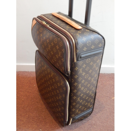 165 - Louis Vuitton Pegase 55 Monogram Cabin Suitcase with twin front pockets on wheels with extendable ha... 