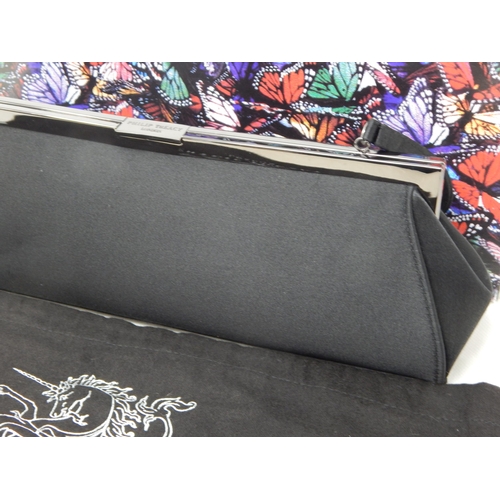 157 - PHILIP TREACY, LONDON: Black Clutch Bag with Snap Clap & Handle Revealing an Inner Zipped Pocket: As... 