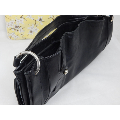 160 - LULU GUINNESS. LONDON Bag with Lotus Blossom Pattern on a Yellow Ground, 30cm wide together with a B... 