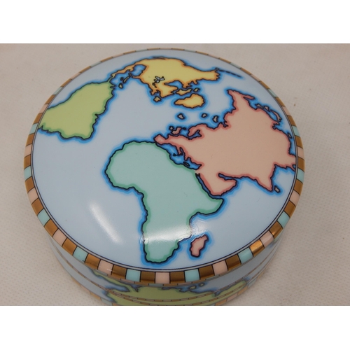 642 - TIFFANY & CO, Circular Lidded Pot Depicting Countries of the world: Measures 9.8cm diameter